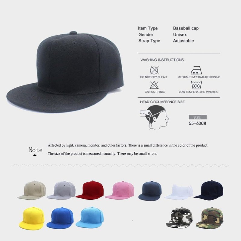 Goodspoon Snapback Hat, Flat Brim, Flat Bill Cap, Hat, Black