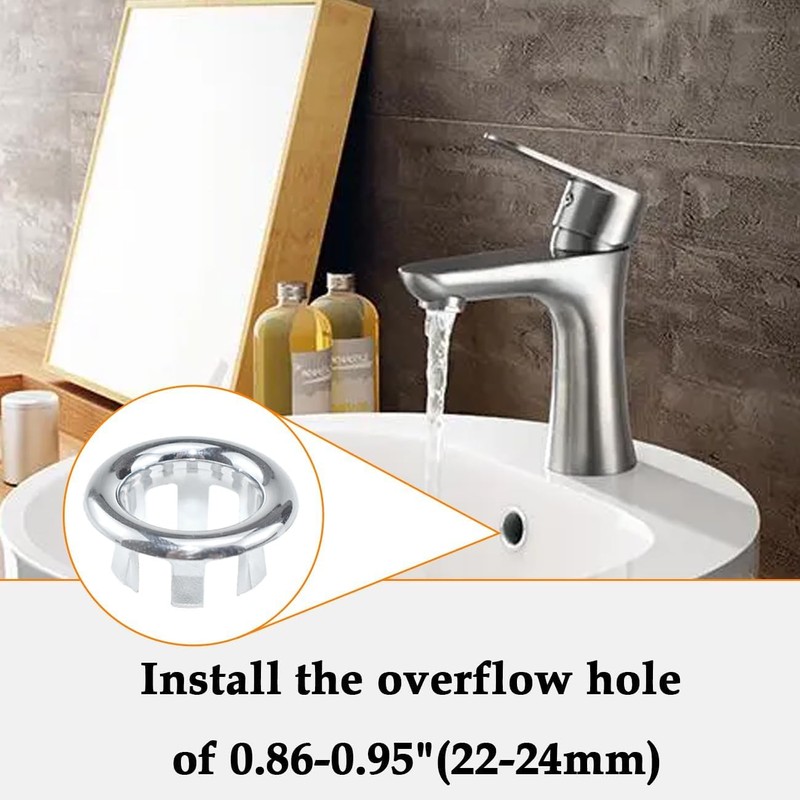 6 Pack Sink Overflow Ring, Bathroom Kitchen Sink Basin Trim,