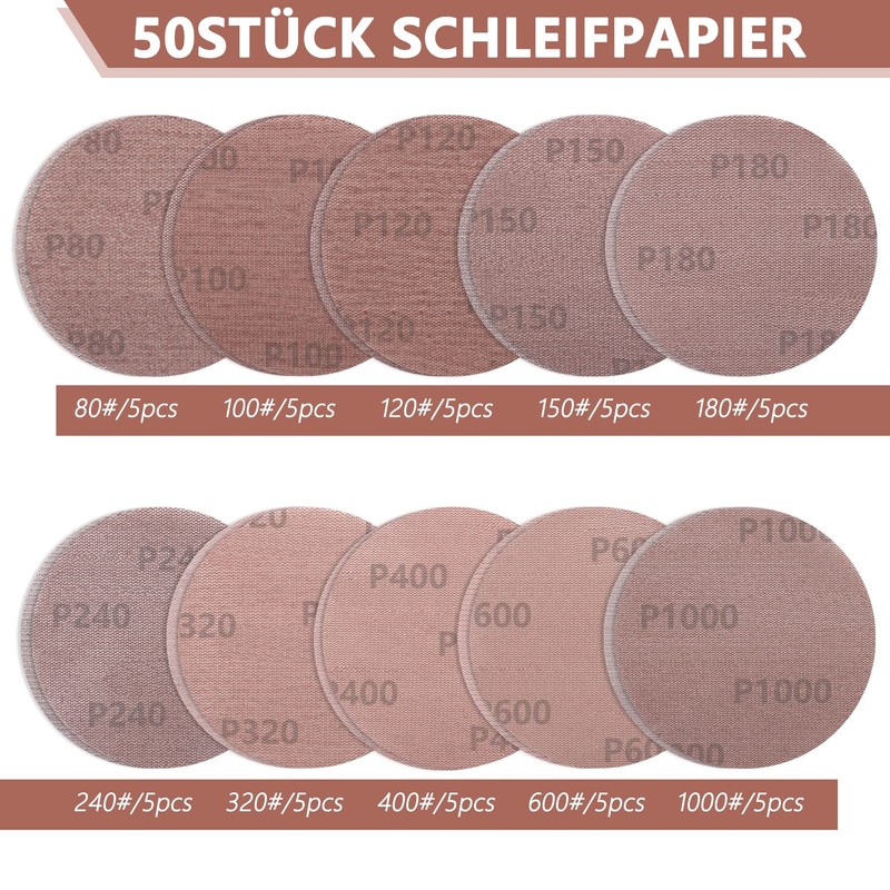 VIBRATITE Pack of 50 Mesh Sanding Discs 125 mm Velcro,