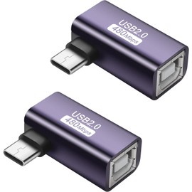 GELRHONR 90 Degrees USB Type C Male to USB B Converter,USB B Female to Type C Male Printer Adapter for Eectric Piano DAC,Synthesizer,DJ Controller,Keyboard,Printer,i/Phone15