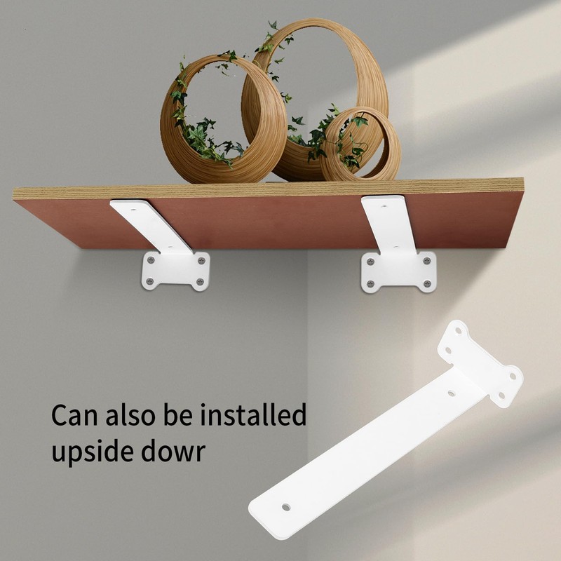 Pack of 4 Shelf Brackets, White, 125 mm Shelf Wall