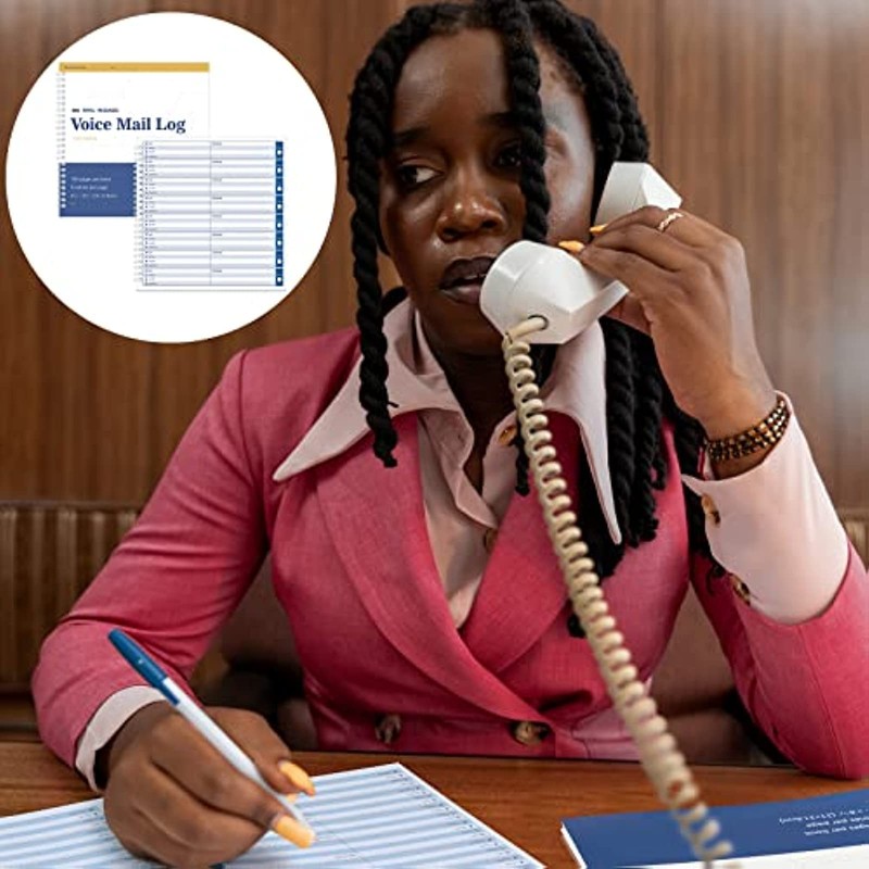 Phone Message Log Book Voice Mail 8.25 x 7.5 Inches