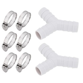 SG Store 2 Sets Drain Hose Y Piece Connectors 16 mm Dishwasher Pipe T Connector with Hose Clamp Stackable Washing Machine Combination 20 x 20 mm Grey