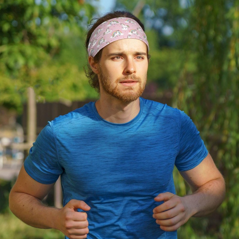 FATTTYCY Unicorn Rainbow Pink Sports Headband for Women Men