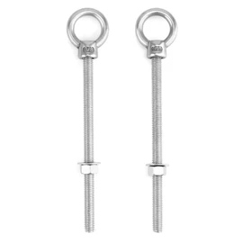 QWORK 316 Stainless Steel Machinery Eye Bolt with Shoulder, 5 Pack 3/8" x 6" Long Stainless Steel Marine Grade Shoulder Eye Bolt, Threaded Eyebolts, WD30279