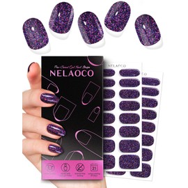 Nelaoco Nail Polish Strips – 32PCS Salon Quality Wraps, Long Lasting Gel Nail Stickers for Women (Electric Violet)