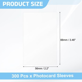 sourcing map 300 Pcs Photocard Sleeves, 56 x 88mm CPP Clear Card Sleeve Card Protector Holder Trading Card Sleeves for Trading Cards Standard Kpop Photocard Kpop Album Photo, Transparent