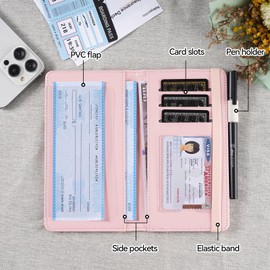 esseroo Checkbook Cover, Checkbook Covers for Personal Checkbook with Duplicate Checks, Checkbook Holder with Rfid Blocking for Men and Women