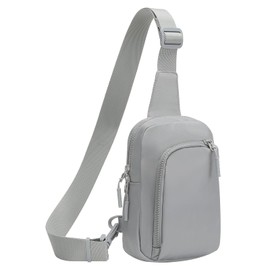 SUIKIHUM Mini Sling Bag for Men Women, 7.5 Inch Small Anti Theft Crossbody Reversible Nylon Chest Bag Fanny Pack for Travel Running Hiking (Light Grey)