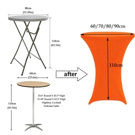 Highdi Stretch Bar Table Covers, Spandex Elastic Cocktail Tablecloths for Wedding, Birthday Parties, Banquets, Home Decor (Blue, 80 x 110 cm)