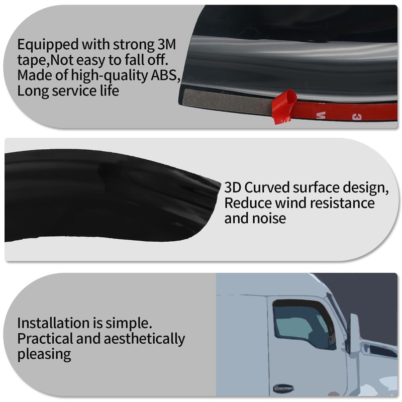 Window Air Guard Deflectors Compatible with 2007-2017 Freightliner Cascadia