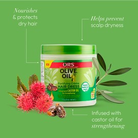ORS Olive Oil Fortifying Cream Hair Dress Infused with Castor Oil for Strengthening 6 Ounces