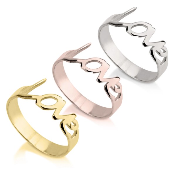 N/A LOVE RING IN CURSIVE:STERLI
