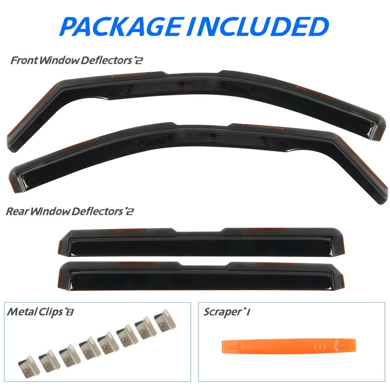 4pcs in Channel Window Visor Fit for 2011-2024 2025 2026