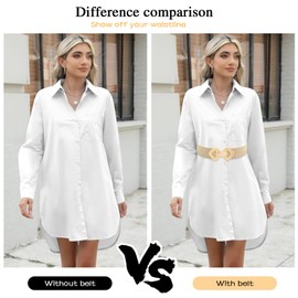 Initlove Women Wide Stretchy Waistband Gold Buckle Elastic Waist Belt for Dresses Bling Beige Gold 70 CM