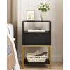 AEPOALUA Nightstand,Modern Bedside Table with One Drawer and Two Shelf，Black