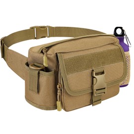 Metal Detecting Waist Bag with Kettle Sleeve Elastic Net，Portable Find bag, Waterproof Metal Detector Tool Bag, for Outdoor Metal Detector Accessory (Tan)