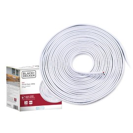 BLACK+DECKER PureOptics Professional Push Wire 100' Jumper Wire Spool for Under Cabinet Lighting, Flat 5/6" or 8mm Cable, 4-Core CL2 Compliant, Non-Metallic, White