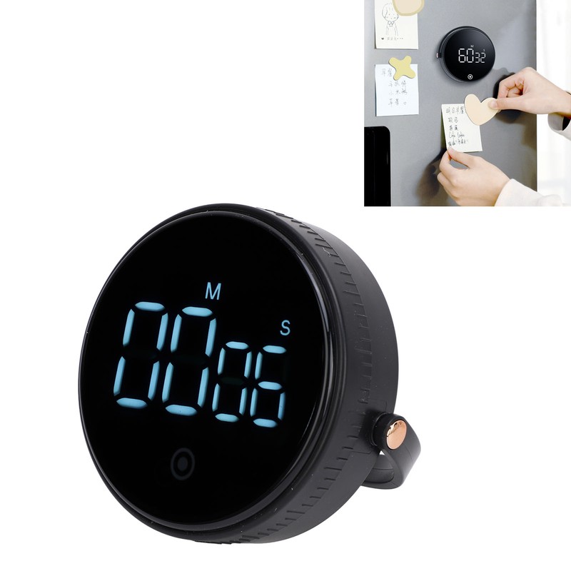 Digital Kitchen Timer LED Display Rotating 3 Volume Levels Adjustable
