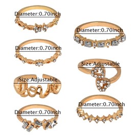 Gold Ring Set Stackable Rings for Women Heart Rings Rhinestone Ring Set Knuckle Rings for Teen Girls Anniversary Birthday Gifts for Wife Girlfriend Sister Boho Rings