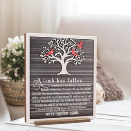 ARTINAEL A Limb Has Fallen” Memorial Tree Plaque – Sympathy Gift for Loss of Mom, Dad, or Loved One – Rustic Wooden Family Tree Sign for Bereavement, Funeral, Remembrance or Condolences