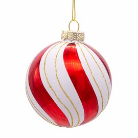 Kurt S. Adler Gold, Red and White Glass Ball, 6 Piece Ornament Set, 80MM, Multi-Color