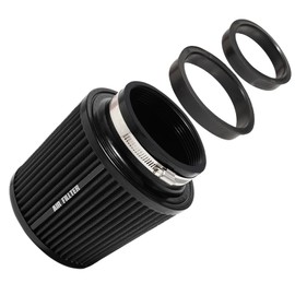 3" 3.5" 4" Inlet Car Replacement Cold Air Intake Filter 76mm 89mm 102mm 3 Sizes in 1 High Flow Performance Cone Air Filter (Black)