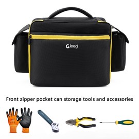 Gleegi Air Compressor Bag Compatible with DEWALT 20V MAX Tire Inflator DCC020IB, Portable Storage Bag for Air Pump Accessories, Tools Carrying Case with 2 Velcro Pocket (Bag Only)