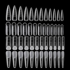 96Piezas Moldes de Uñas, 4 Estilos Extensión de Poli Gel Dual Uñas Forma gel UV Herramientas de Manicura de Extensión de Uñas Profesional