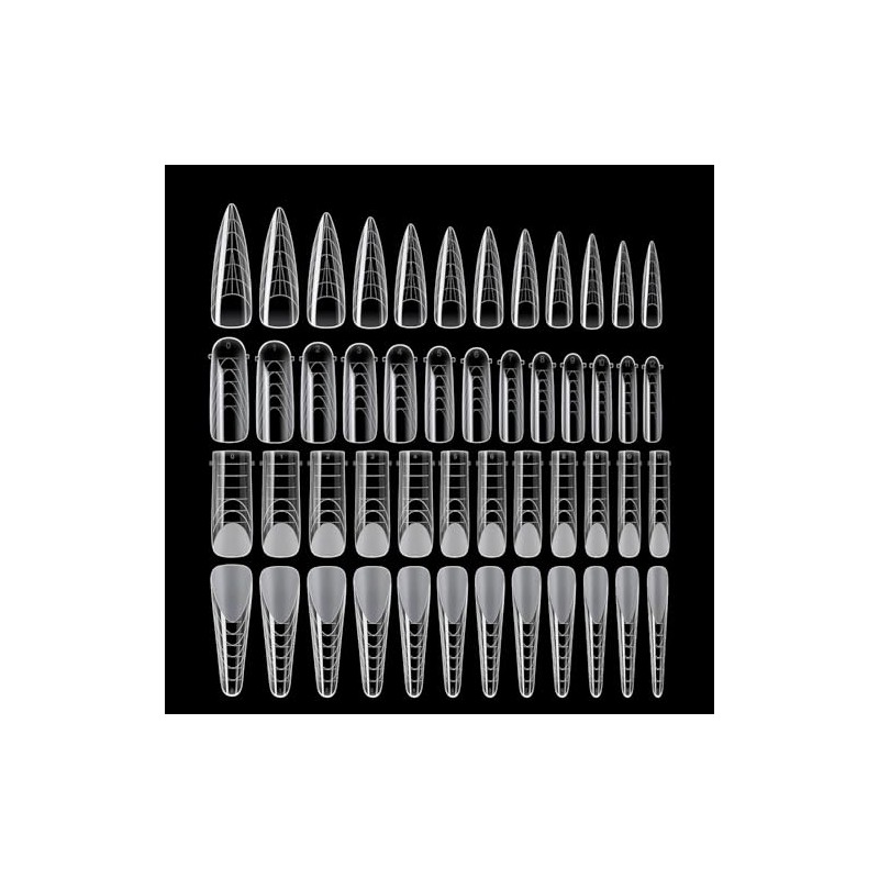 96Piezas Moldes de Uñas, 4 Estilos Extensión de Poli Gel