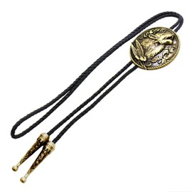 Bowties.jp prt0169 Western Native American Style Wolf Loop Tie Necklace, Polar Tie