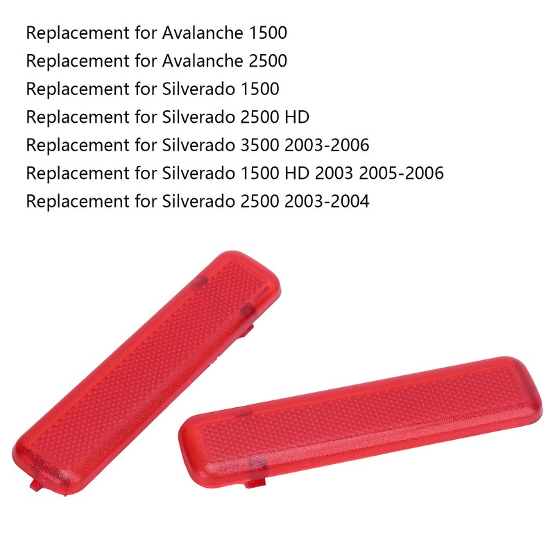 Pair Door Reflector Panel Red Interior Replacement for Silverado 1500/2500