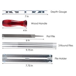Chainsaw Sharpener File Kit Compatible with Sti-hl Sharpening Filing Chainsaws & Other Blades - Include 5/32 3/16 & 7/32 Inch Files, Wood Handle, Depth Gauge, Filing Guide & Tool Pouch by Wadoy