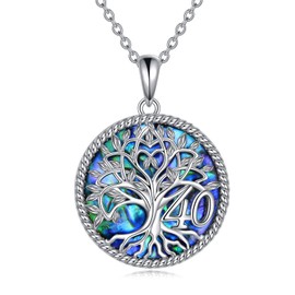 YFN 40th Birthday Gifts for Women Sterling Silver Tree of Life Abalone Shell Necklace for Mum Daughter Anniversary Jewellery