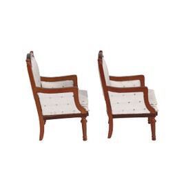 Wooden Dollhouse Armchairs, Set of 2, Dinning Lounge Chairs for Doll Houses, Miniature Furniture, 3 inch to 6 inch Dolls