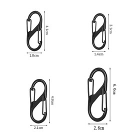 Pack of 15 Aluminium Alloy Carabiner Hooks, 50 mm S Carabiner Key Ring for Hiking, Camping, Travel (15 Pieces, 50 mm S Carabin