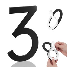 5 Inch House Numbers, Self-adhesive House Number Acrylic Modern House Numbers for Outside Black Mailbox Numbers Address Home Number for House Apartments Office Hotel Room Easy to Install (3)