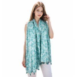 Womens Scarves Lightweight - Ladies Floral Print Scarfs Cotton Linen Tassel Scarf Long Fashion Scarves for Four Season