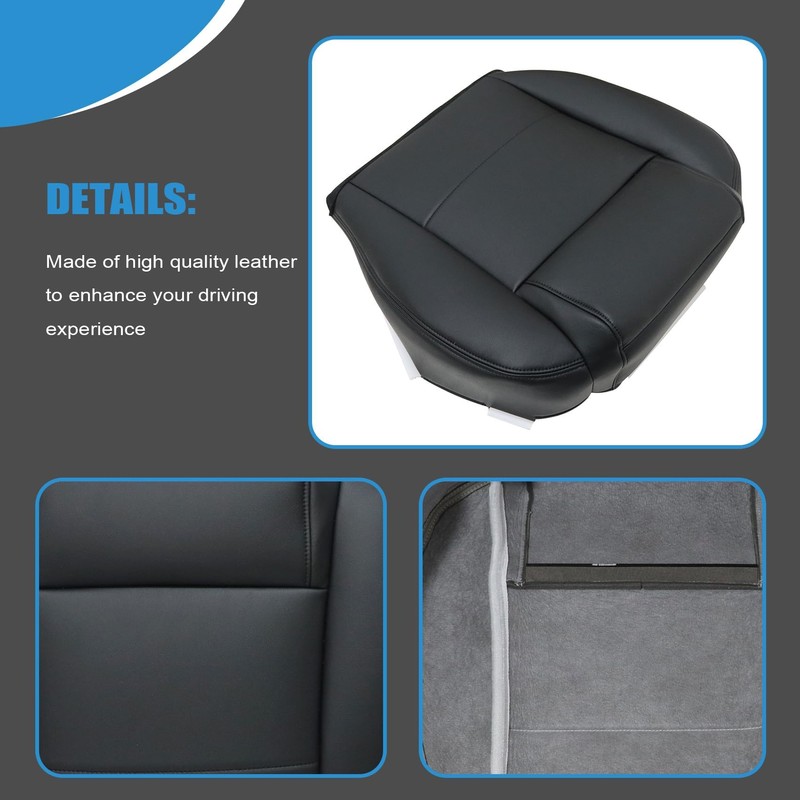 Priprilod Driver and Passenger Side Bottom Non-Perforated Replacement Leather Seat