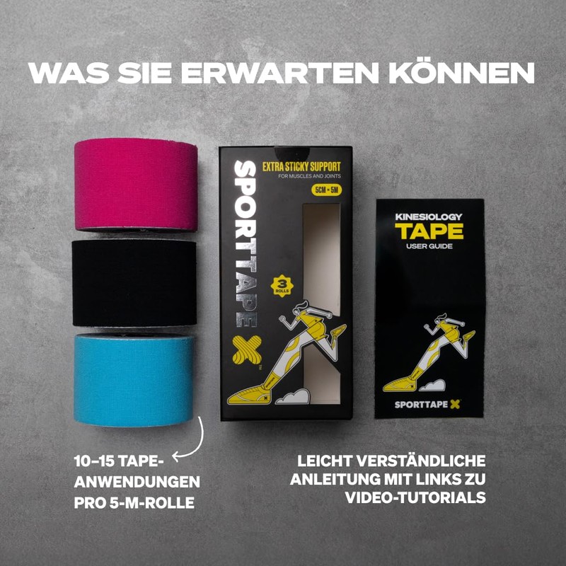SPORTTAPE Kinesiology Tape 5 cm x 5 m Mixed Rolls