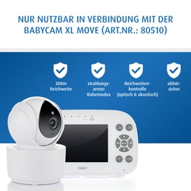 reer Additional Camera for 80510 BabyCam XL Move | Expansion Camera | Wide Angle, Pan and Tilt | Night Vision | 2x Zoom