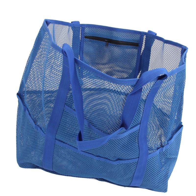 Mesh Beach Bag with 8 Pockets Waterproof Large Capacity Portable