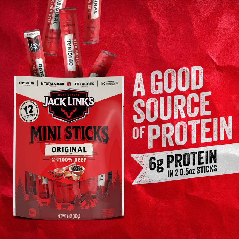Jack Link's Mini 100% Beef Sticks, Original Flavor – 6g