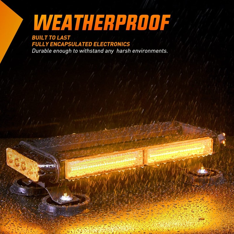 Nilight 14.5" Amber COB LED Strobe Rooftop Flashing Light Bar