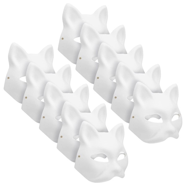 Ipetboom Animal Masquerade Mask 10Pcs, Cat Face Mask Blank Masquerade