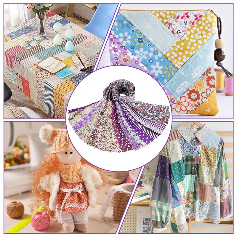 Sewing Patchwork Fabric, 40-Piece Colourful Cotton Fabric Set, Floral Cotton