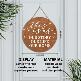 Family Sign Wall Decor, Farmhouse Family Sign for Home Living Room Bedroom Hanging Sign Decoration, Gift for Mom Dad, Gift for Wife Husband Newlyweds Wedding Anniversary, Our Story Our Life