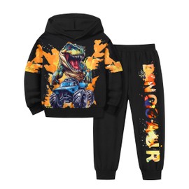 TyeSmo Toddler Boy Clothes 5t Boy Clothes 5t Size 6 Dinosaur Printed Toddler Clothes for Boys 6t Boys Clothes Long Sleeve Hoodie Pant Sets Toddler Boy Winter Clothes Toddler Boy Outfits Fall Black