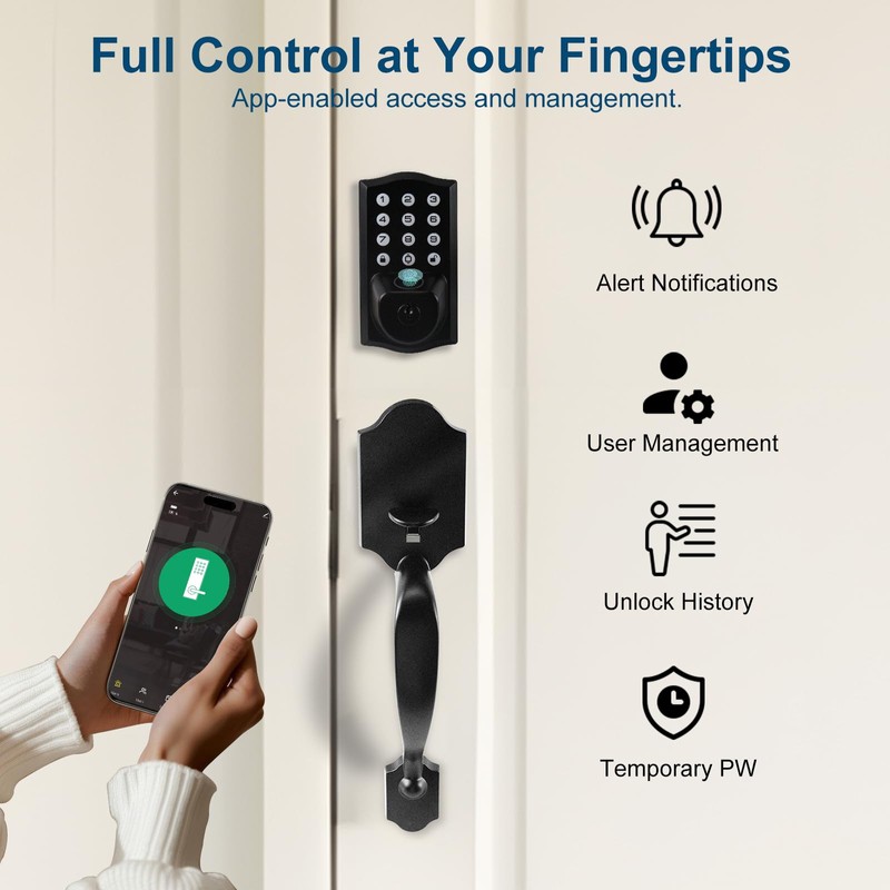 UMIKSMART Smart Keypad Door Lock with Handle, Tuya WiFi App