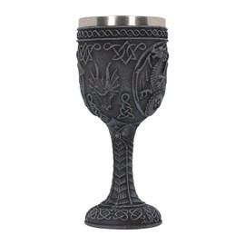 Nemesis Now Black Dragon Goblet, Resin with Stainless Steel Insert, Goblet, 17 cm